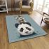 Cute panda with cat on its head area rugs carpet