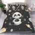 Cute pandas in space stars and planets bedding set