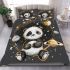 Cute pandas in space stars and planets bedding set