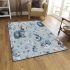 Cute pastel blue bunnies and floral pattern area rugs carpet