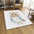 Cute pastel watercolor illustration of an owl area rugs carpet