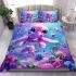 Cute pink and purple baby turtle family surrounded bedding set