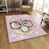 Cute pink and white polka dot background with stars area rugs carpet