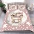 Cute pink and white polka dot background with stars bedding set