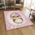 Cute pink and white polka dot background with stars area rugs carpet