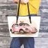 Cute pink car with cute puppy leather tote bag