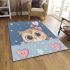 Cute pink cartoon border background with stars area rugs carpet