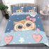 Cute pink cartoon border background with stars bedding set