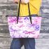 Cute pink dragonflies leather tote bag