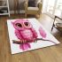 Cute pink owl cartoon character area rugs carpet