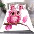 Cute pink owl cartoon character bedding set