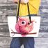 Cute pink owl cartoon character leather tote bag