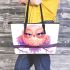 Cute pink owl cartoon character clip art leather tote bag