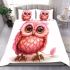 Cute pink owl cartoon character clip art bedding set