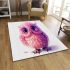 Cute pink owl cartoon character clip art area rugs carpet