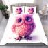 Cute pink owl cartoon character clip art bedding set