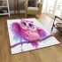 Cute pink owl cartoon character clip art area rugs carpet