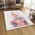 Cute pink owl sitting on top of a pastel car area rugs carpet