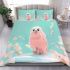 Cute pink owl sitting on top of the car bedding set