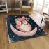 Cute pink owl with a bow and glasses sitting on the moon area rugs carpet