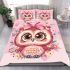 Cute pink owl with a bow on its head bedding set