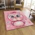 Cute pink owl with a bow on its head area rugs carpet