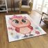 Cute pink owl with a bow on its head area rugs carpet