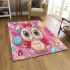 Cute pink owl with a bow on its head area rugs carpet