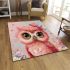 Cute pink owl with a bow on its head area rugs carpet