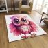 Cute pink owl with big eyes area rugs carpet