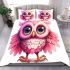 Cute pink owl with big eyes bedding set