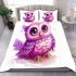 Cute pink owl with big eyes bedding set