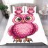 Cute pink owl with big eyes clipart bedding set