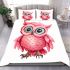Cute pink owl with big eyes clipart bedding set