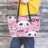 Cute pink pattern with hearts pandas and the word love leather Chic Stylish Tote Bag & Women Totes: Perfect Gift for Girlfriend | Crossbody, Purse, Handbag