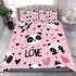 Cute pink wallpaper with hearts bedding set