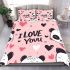 Cute pink wallpaper with hearts panda i love you bedding set