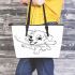 Cute puppy running with its tail up leather tote bag