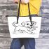 Cute puppy running with its tail up leather tote bag