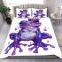 Cute purple frog wearing crown with blue skin color bedding set