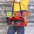 Cute red frog graffiti style leaather tote bag