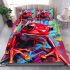 Cute red frog graffiti style bedding set