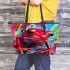 Cute red frog graffiti style leaather tote bag