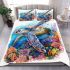 Cute sea turtle swimming in the ocean bedding set