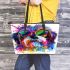 Cute shih tzu dog wearing rainbow sunglasses leather tote bag