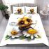 Cute smiling bee sitting on a daisy flower bedding set