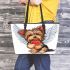 Cute valentine yorkie with angel wings holding heart leather tote bag