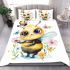 Cute watercolor baby bee with big eyes bedding set