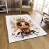 Cute whimsical happy smiling baby bee wearing a beautiful area rugs carpet