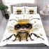 Cute whimsical happy smiling baby bee wearing a beautiful bedding set